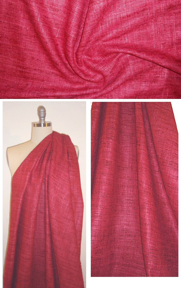 NY designer silk tweed - soft red