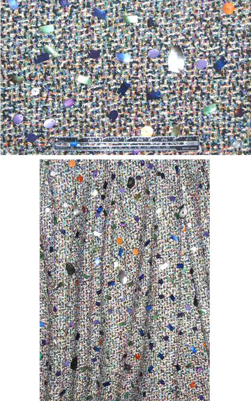 Italian sequin-embellished silk/cotton tweed 2.25 yds