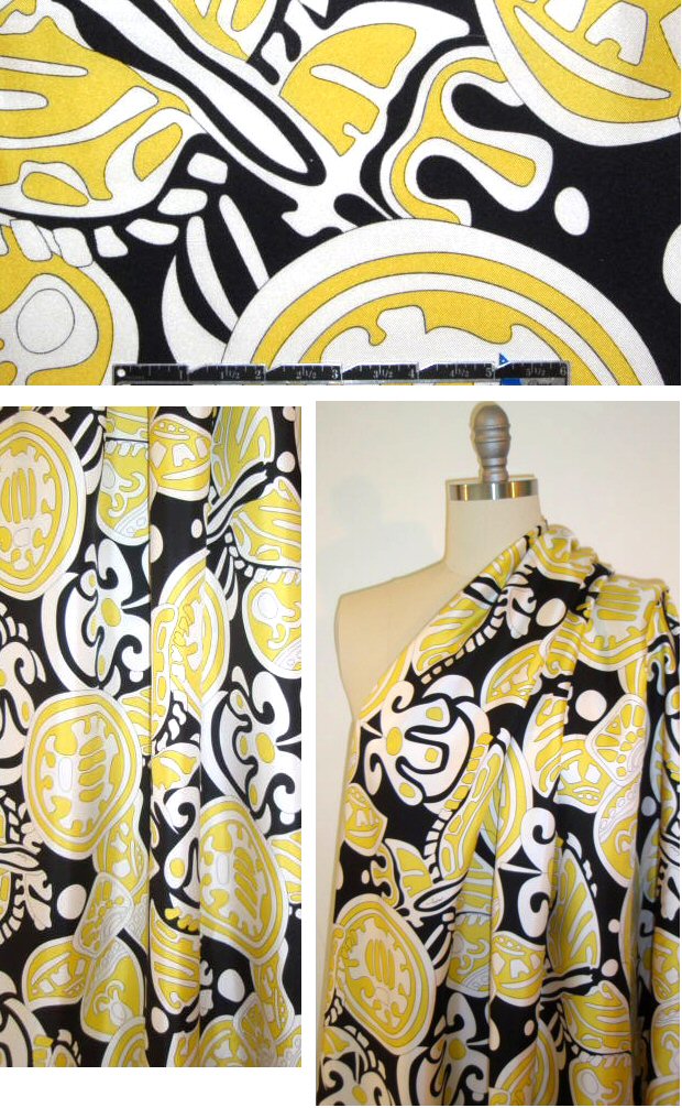 Mi11y Pucci-inspired yellow/black silk twill  1.33 yds