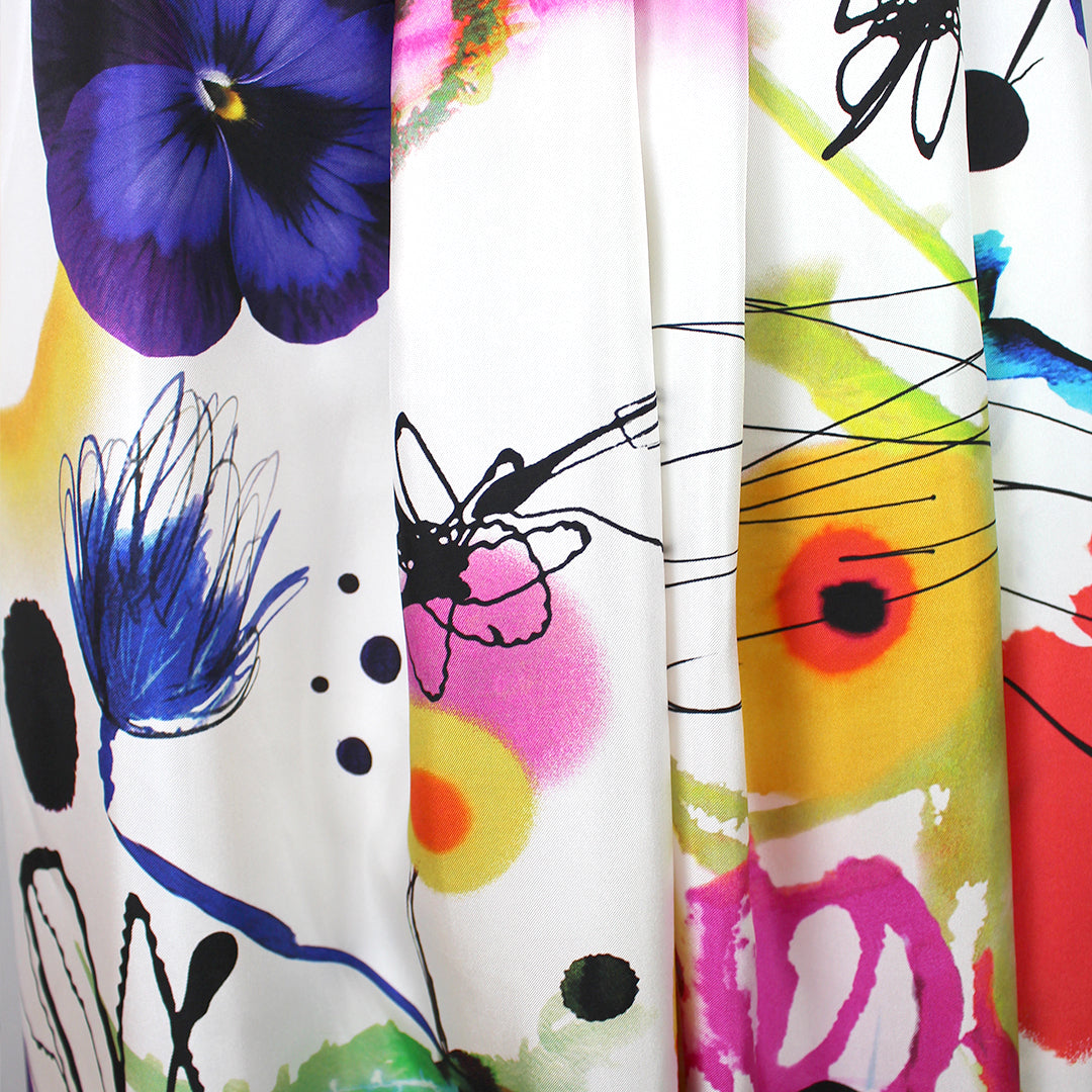 Italian 'floral spark' 100% silk twill .8 yds