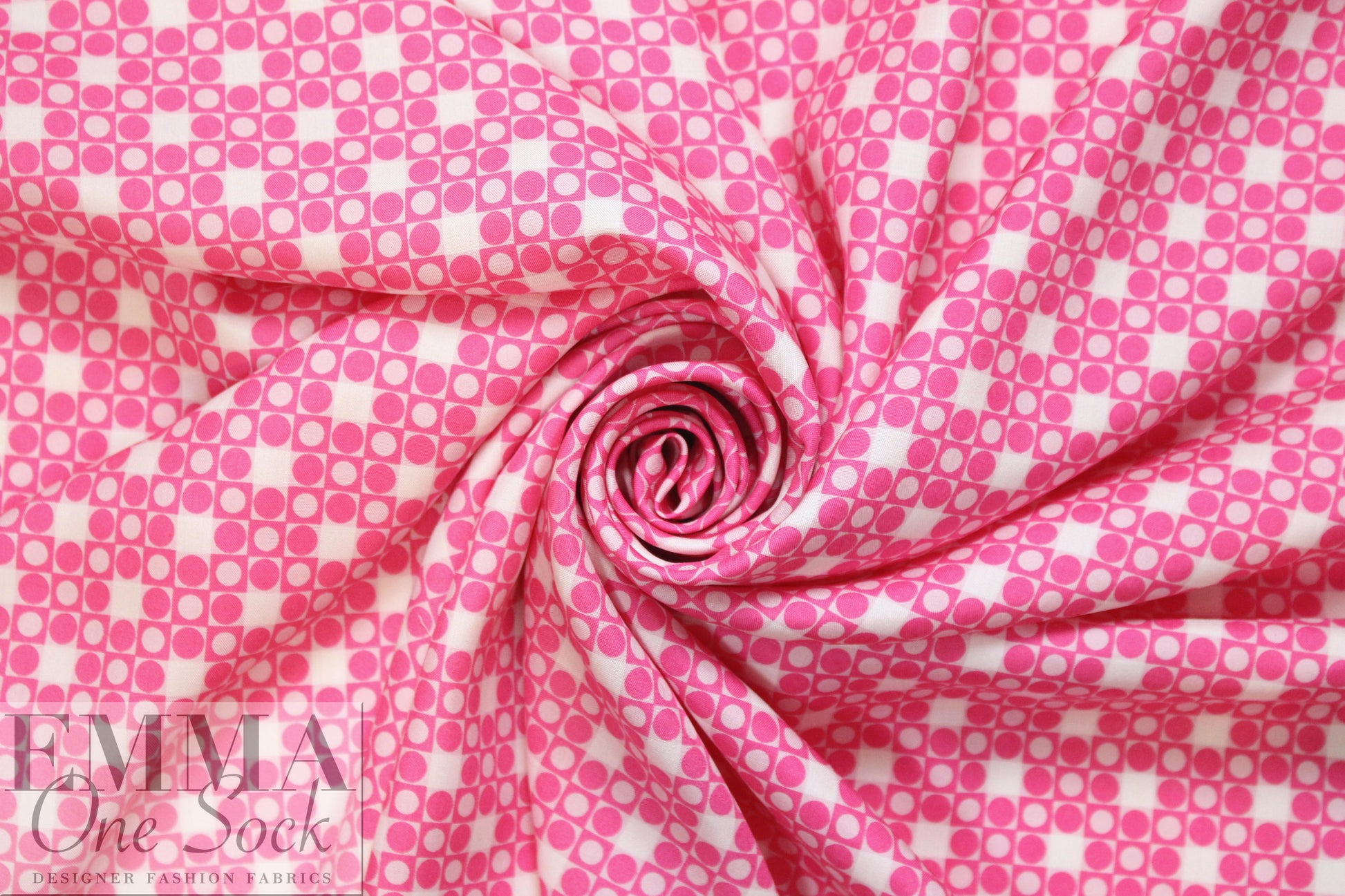 CA designer silk twill woven - pink/white graphic