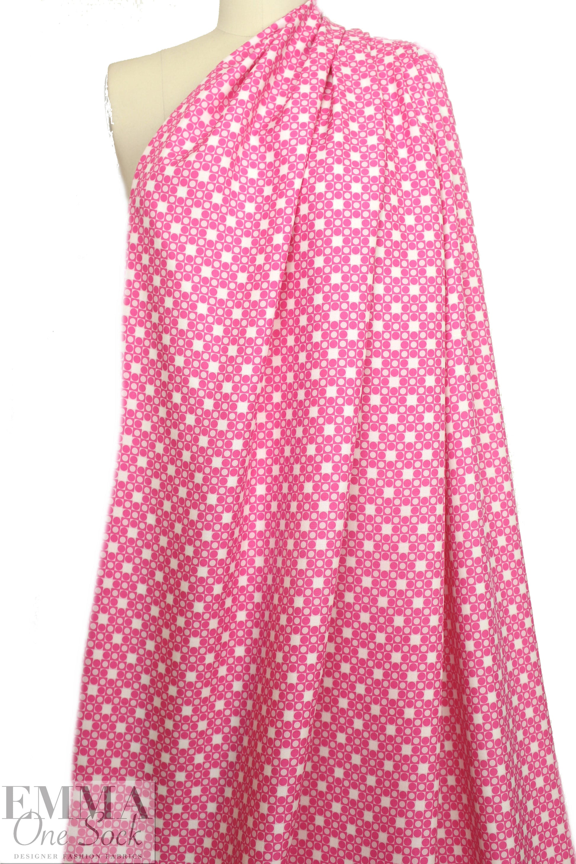CA designer silk twill woven - pink/white graphic