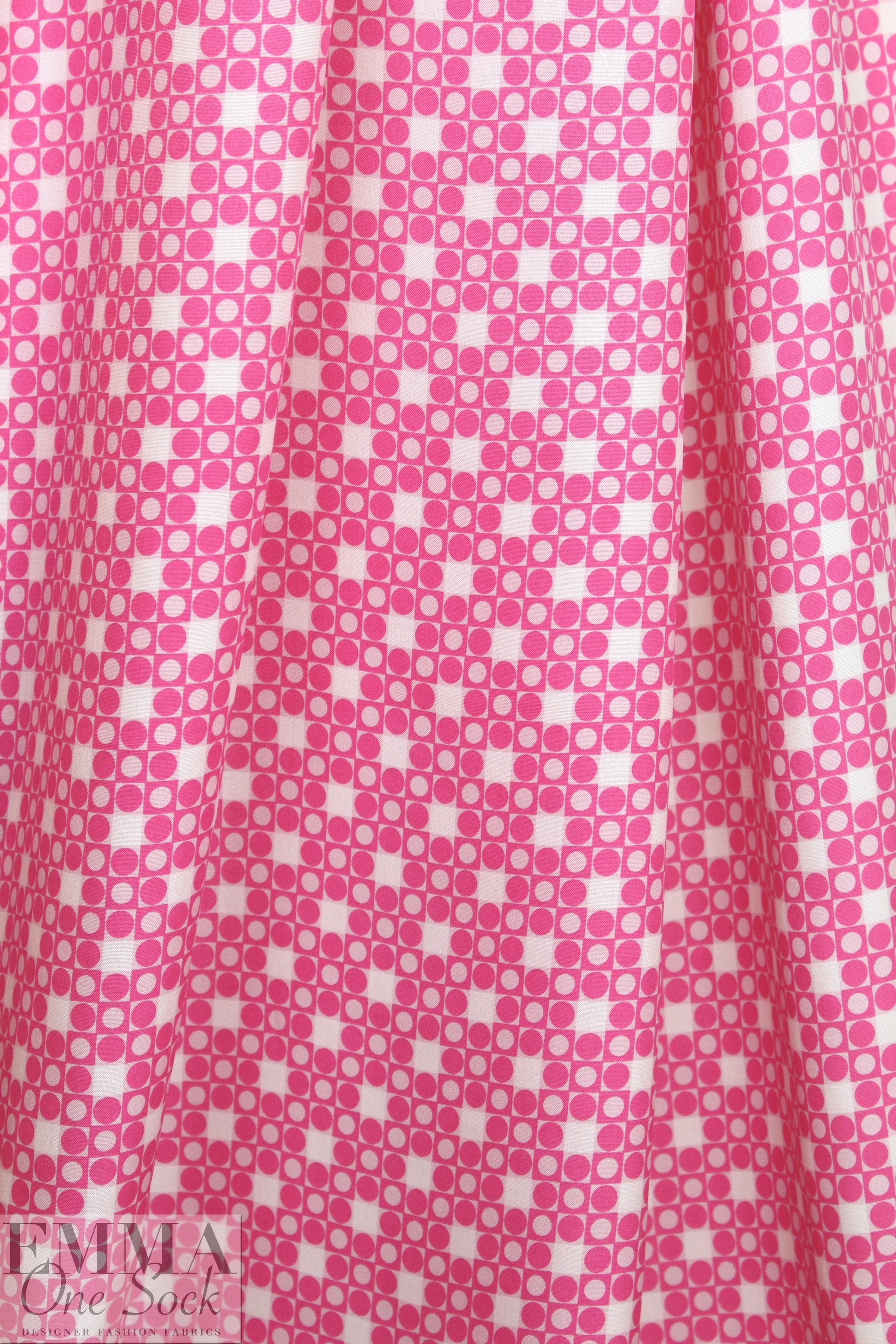 CA designer silk twill woven - pink/white graphic