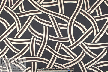 Italian designer silk twill woven - interlocking graphic .875 yds