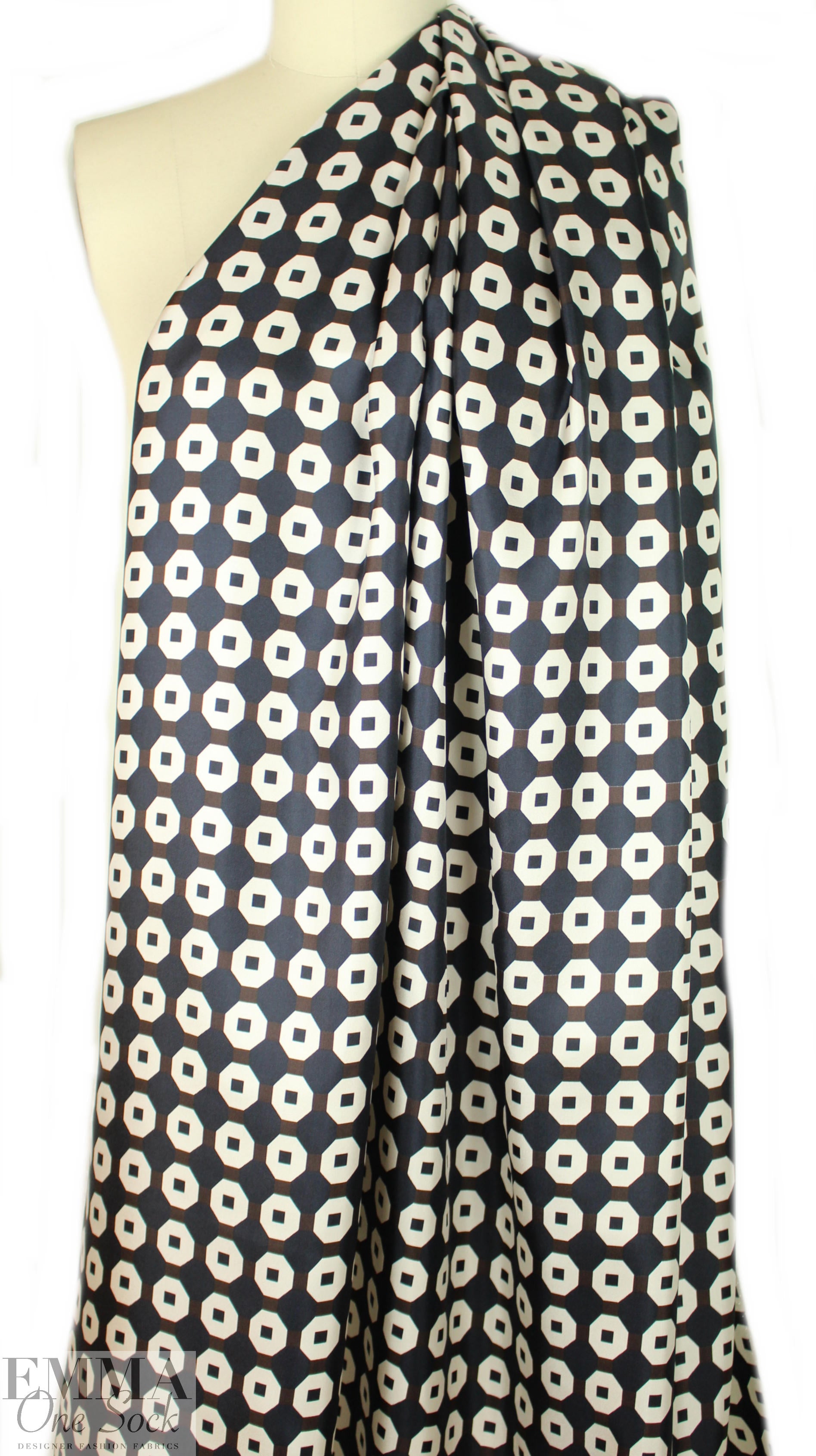Italian designer silk twill woven - octagon graphic