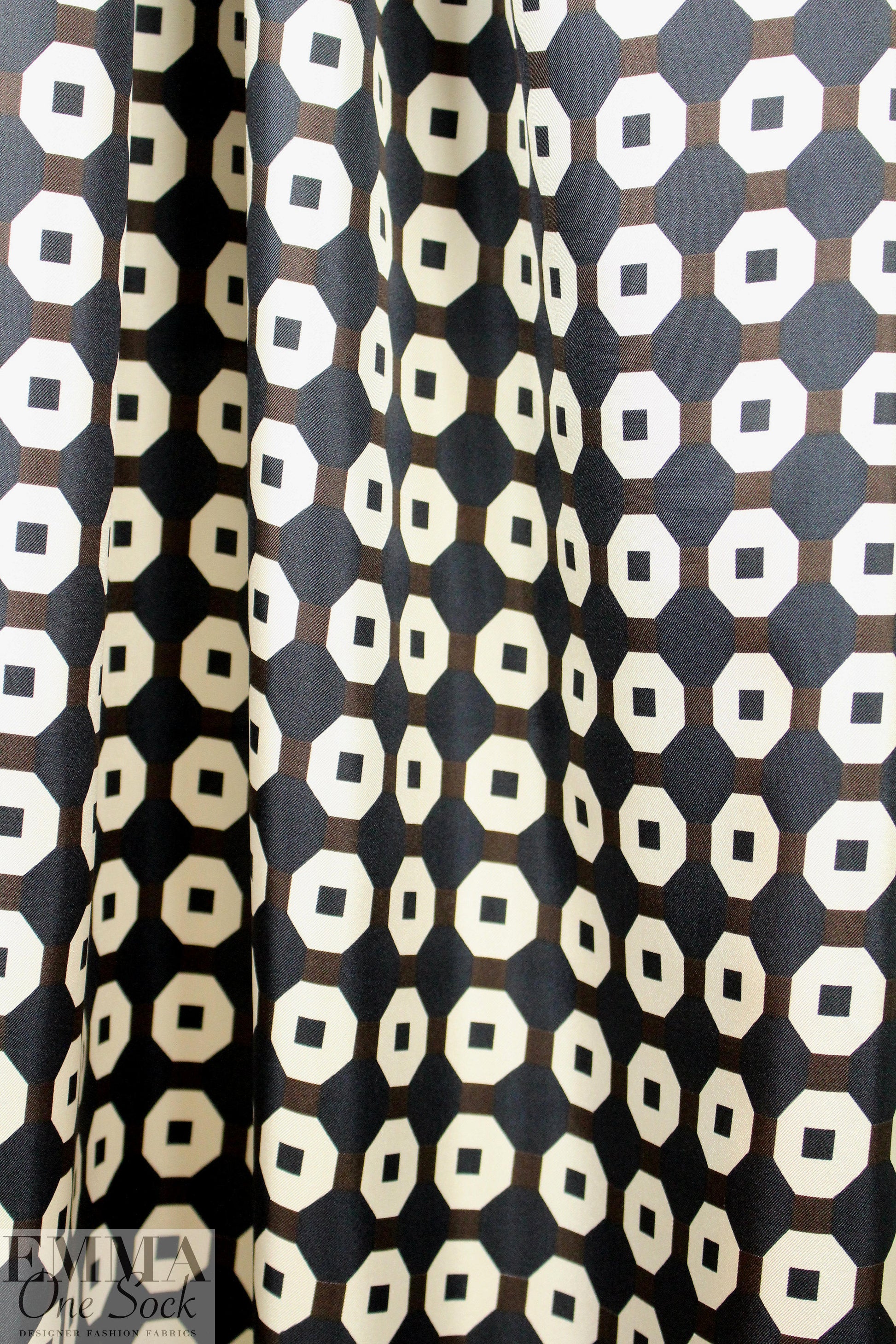 Italian designer silk twill woven - octagon graphic