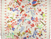 Italian surreal flowers border print silk twill