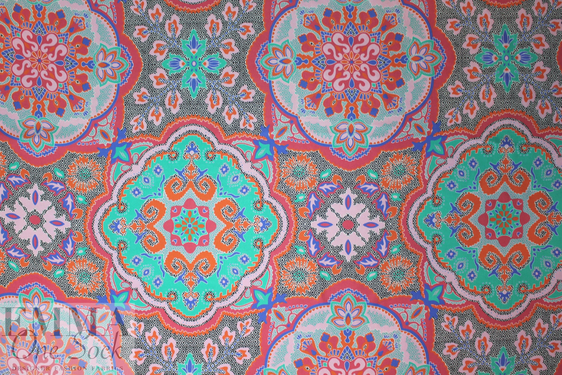 NY designer decorative medallion silk twill