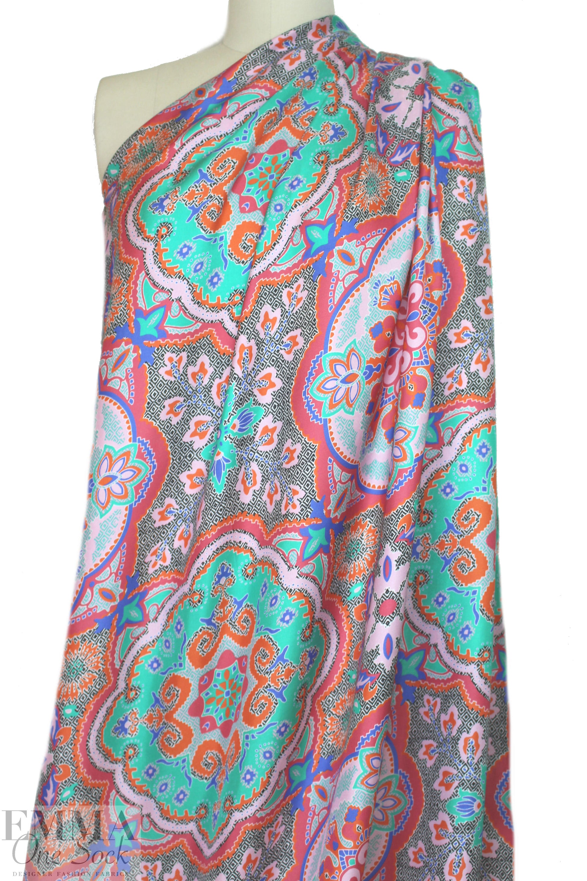 NY designer decorative medallion silk twill 1.6 yds