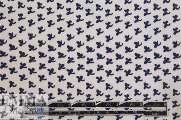 Italian silk twill woven - navy/natural motif 1.625 yd