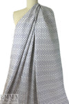Italian silk twill woven - navy/natural motif 1.625 yd