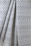 Italian silk twill woven - navy/natural motif 1.625 yd