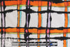 Italian edgy tangerine plaid print silk twill