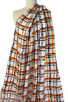 Italian edgy tangerine plaid print silk twill
