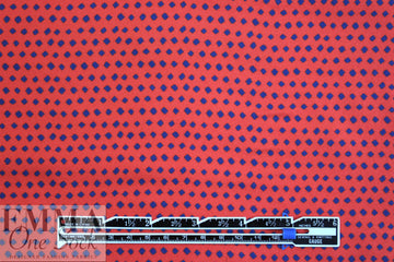famous designer navy diamonds on red silk twill