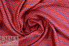famous designer navy diamonds on red silk twill