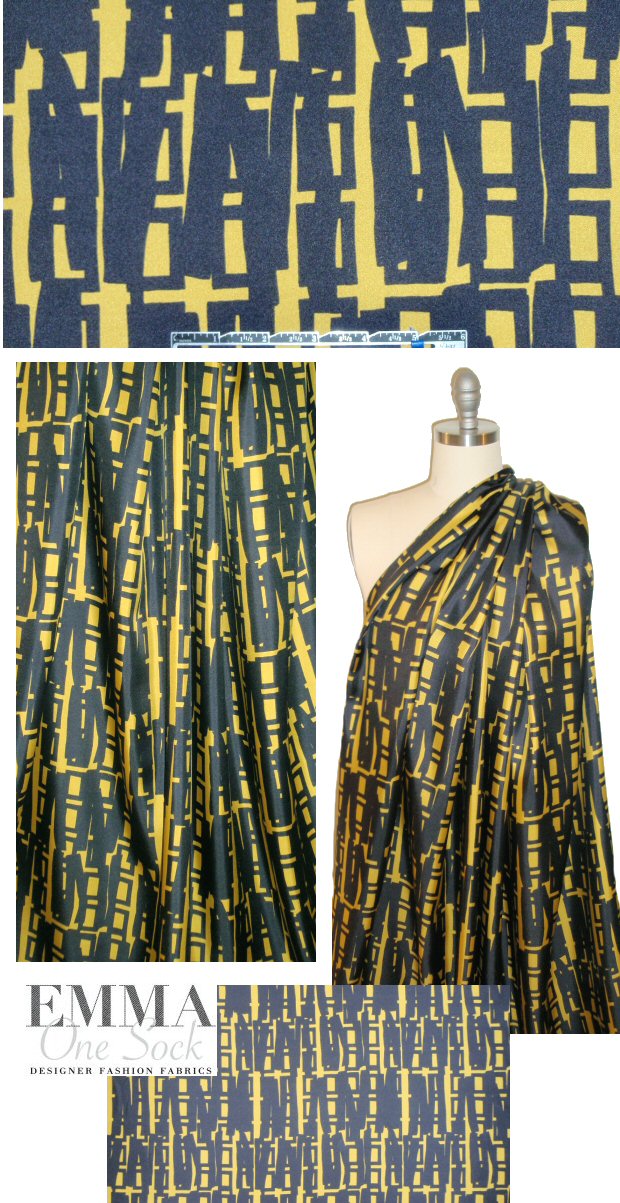 Mi11y mustard/black graphic silk twill