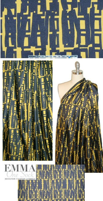Mi11y mustard/black graphic silk twill