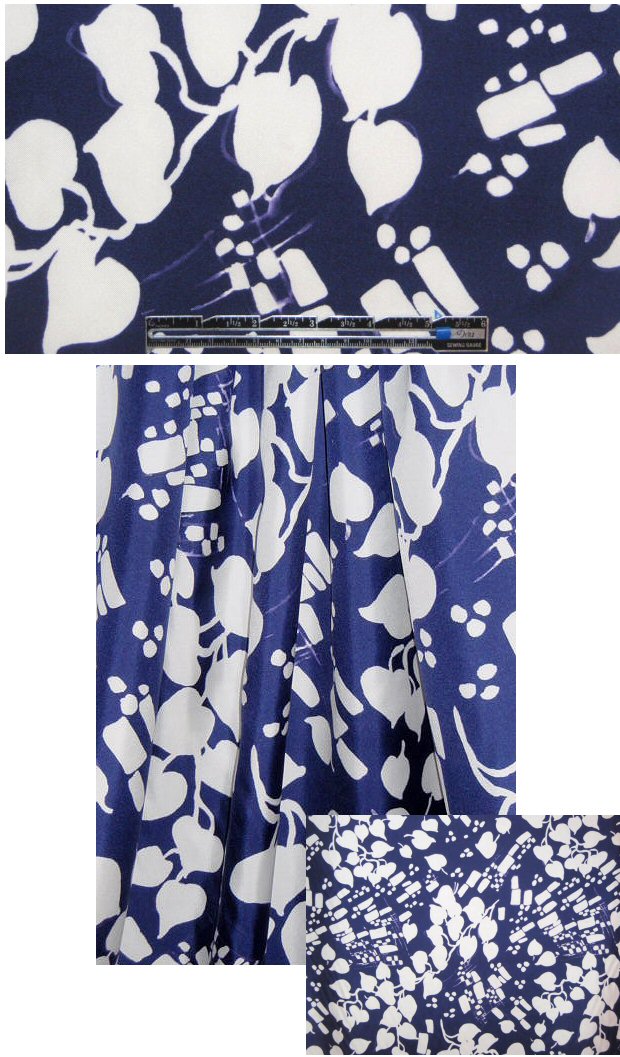 0scar navy/pearl leafy graphic print silk twill
