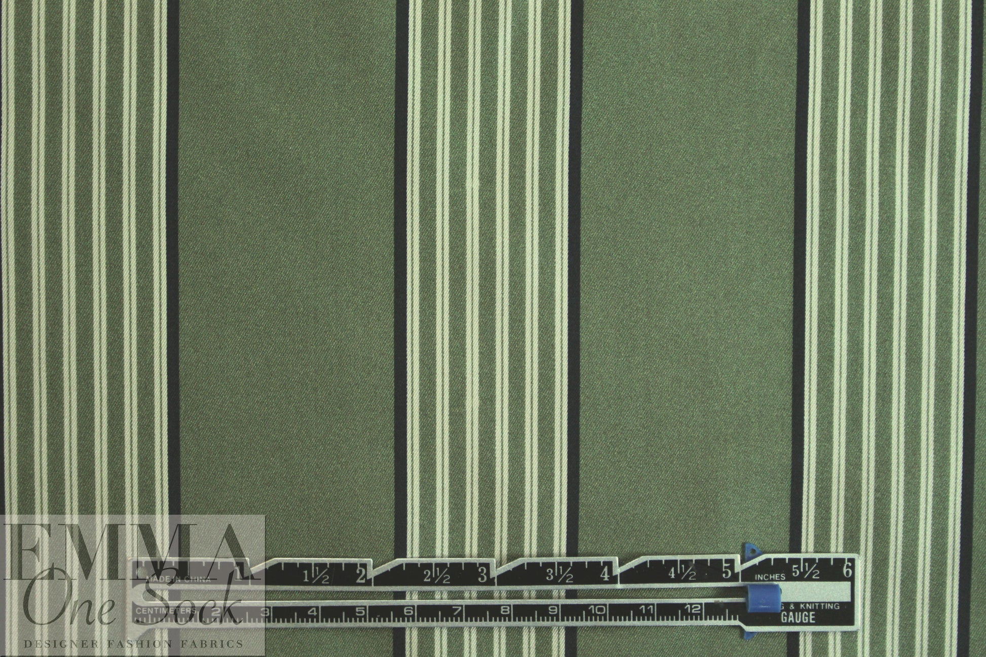CA designer epsom/black/ivory stripe silk twill 1 yd
