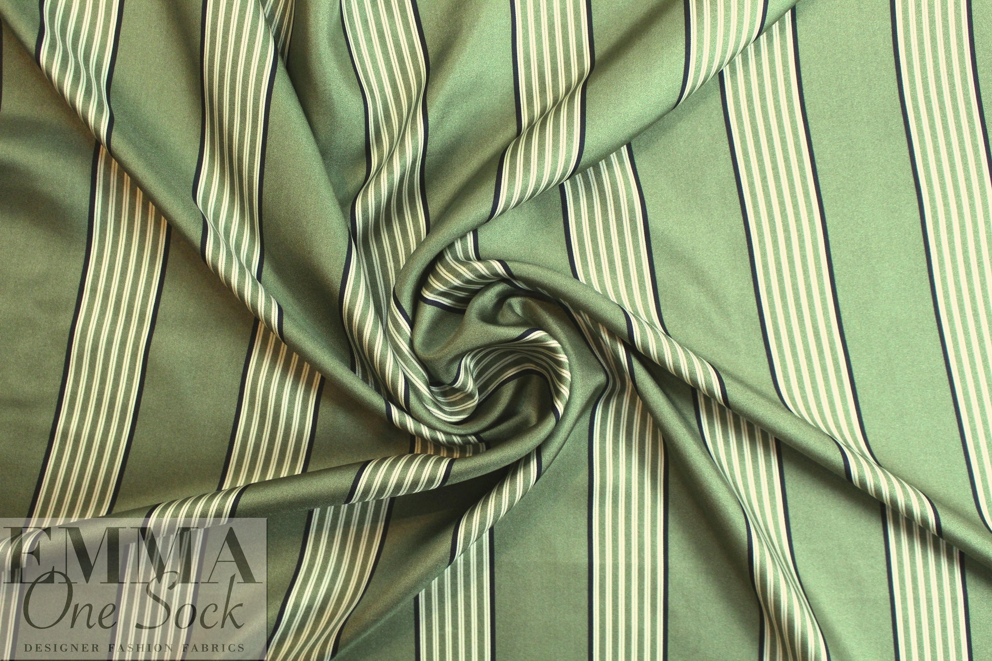 CA designer epsom/black/ivory stripe silk twill
