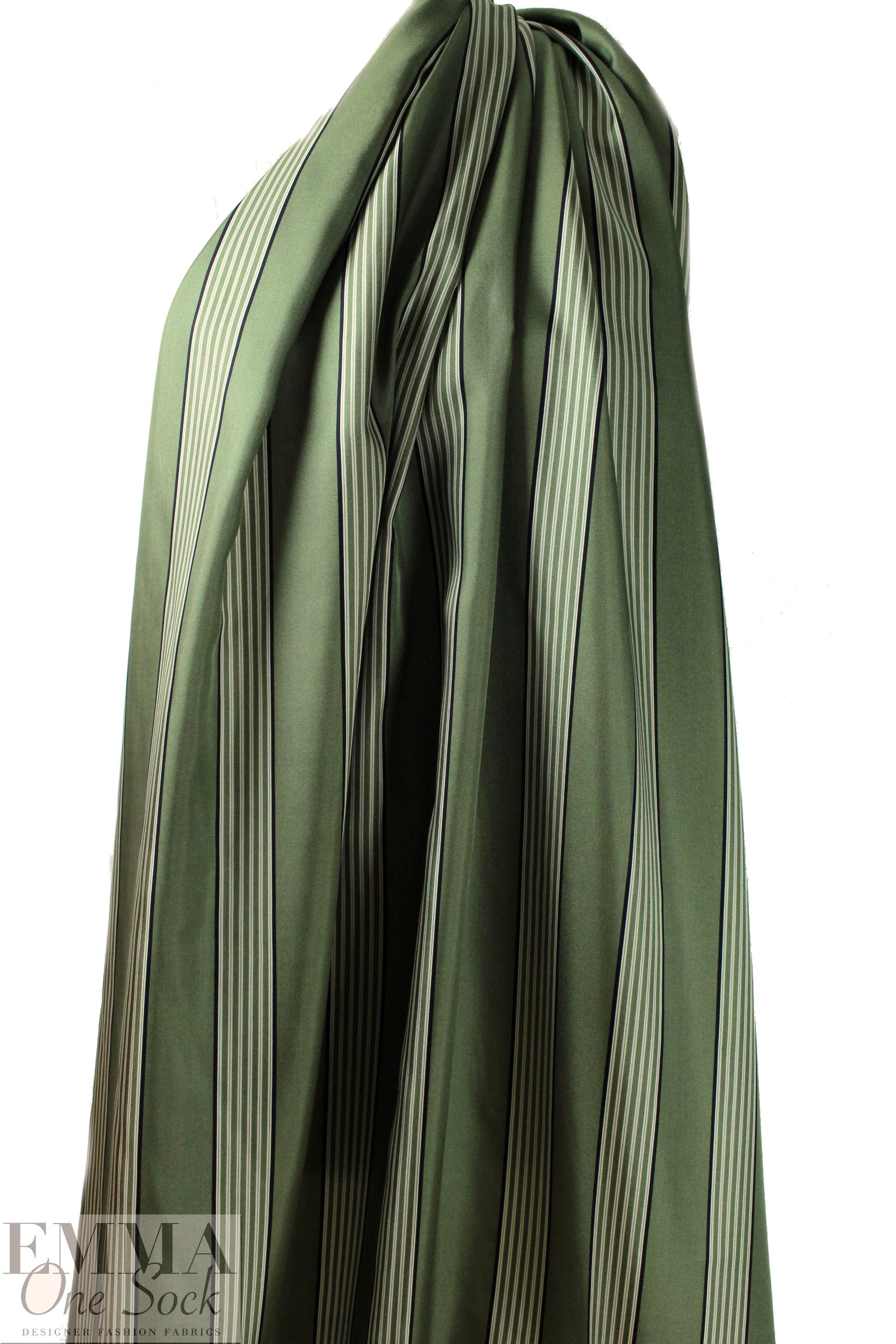 CA designer epsom/black/ivory stripe silk twill 1 yd