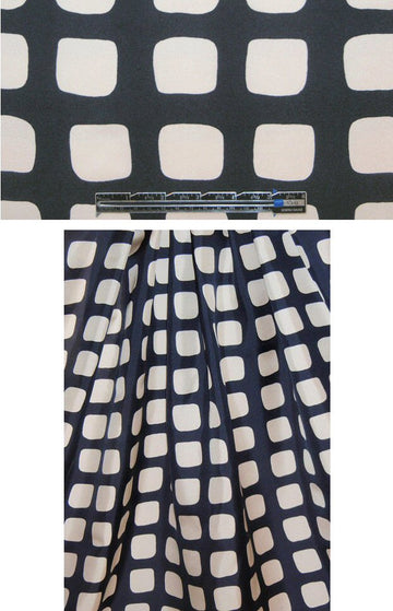 Milly midnight/bone geometric silk twill  1.75 yds