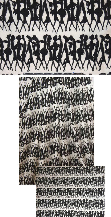 Shoshanna busy ladies silk twill - black/cream 1.25 yd