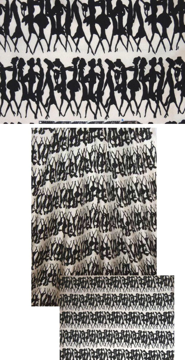 Shoshanna busy ladies silk twill - black/cream 1.125 yd
