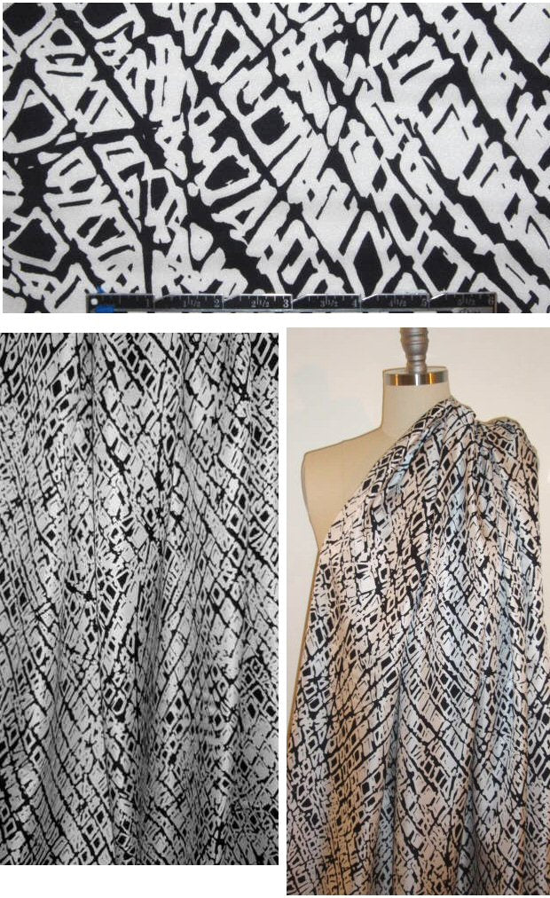 Shoshanna black/white graphic silk twill