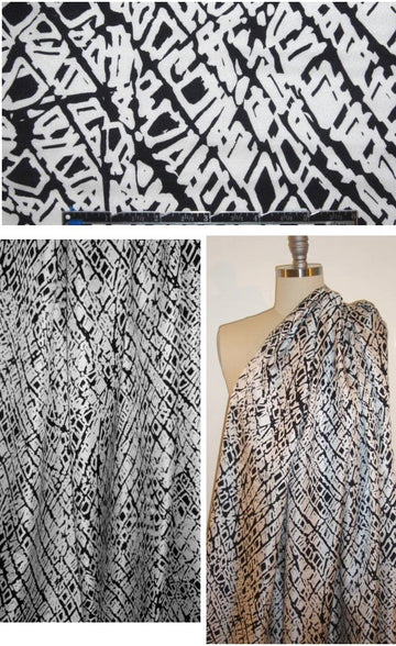 Shoshanna black/white graphic silk twill 2 yd