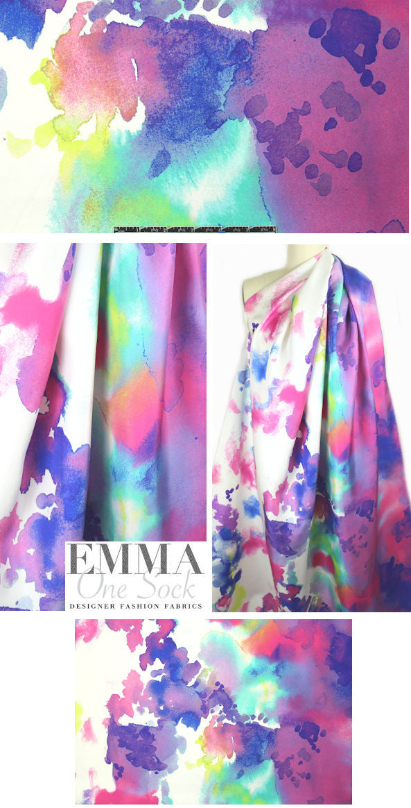 Italian painterly abstract design silk twill
