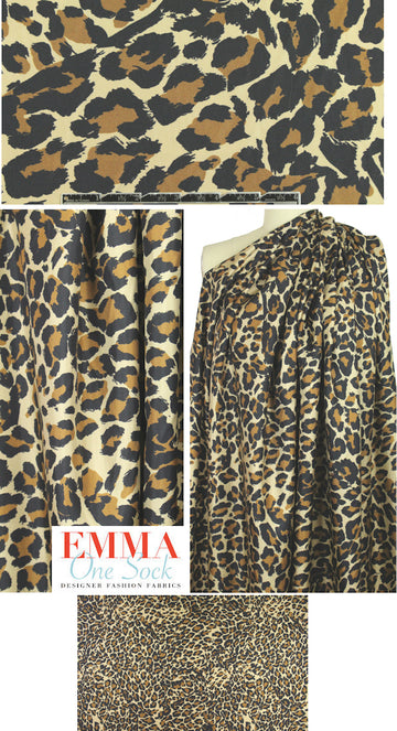 Italian stylized leopard print silk twill
