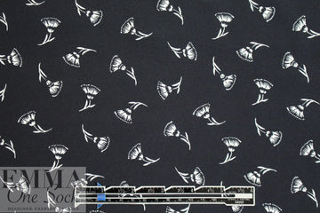 NY designer black with white flowers silk/viscose twill
