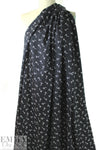 NY designer black with white flowers silk/viscose twill