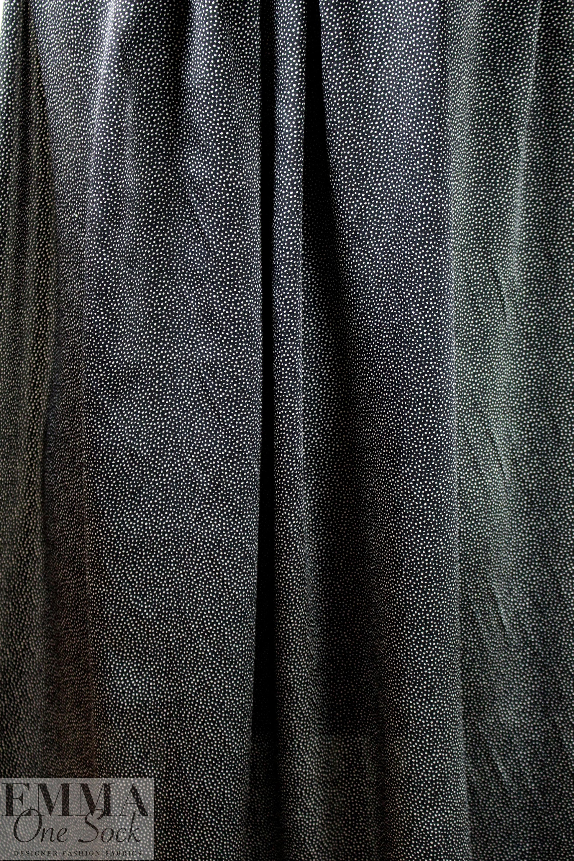 NY designer black/white specks hammered silk 1.25 yds