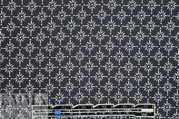 NY designer black with white star graphic silk/viscose twill