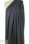 NY designer black with white star graphic silk/viscose twill