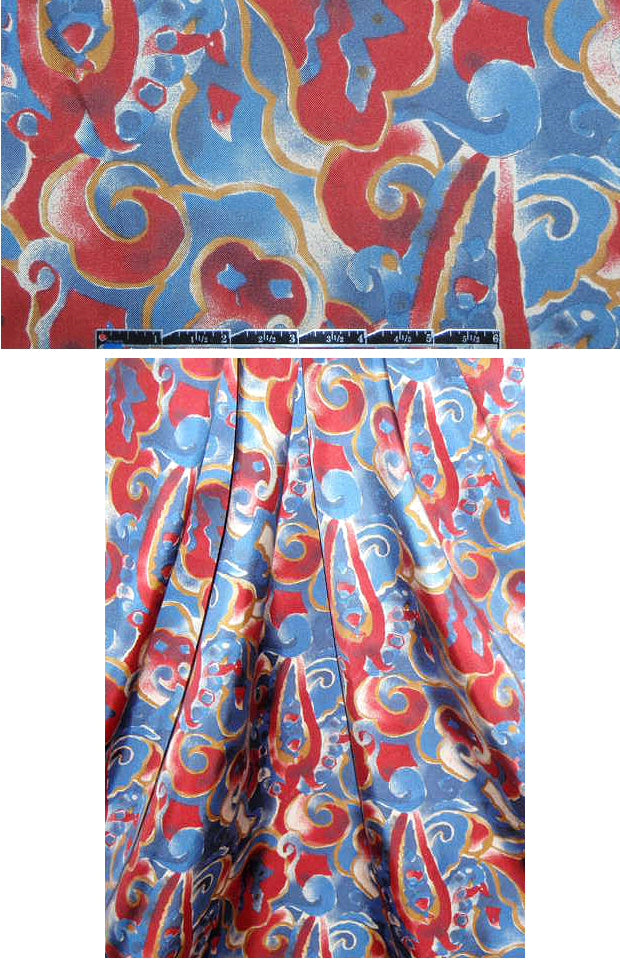 Italian garnet/ensign/gold print silk twill