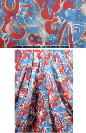 Italian garnet/ensign/gold print silk twill