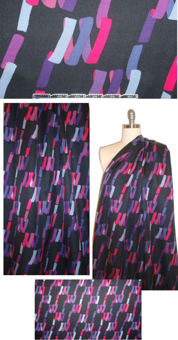NY designer 'crimped ribbon' graphic silk twill 1.66 yd