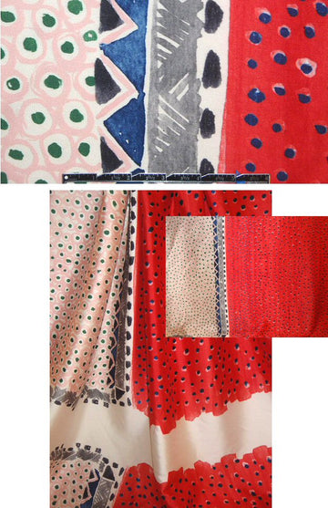 famous designer dotty panel print heavy silk twill