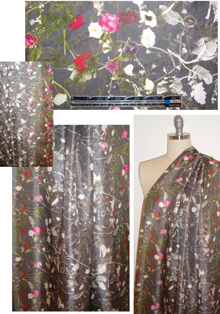 0pening Ceremony colorized border floral silk twill