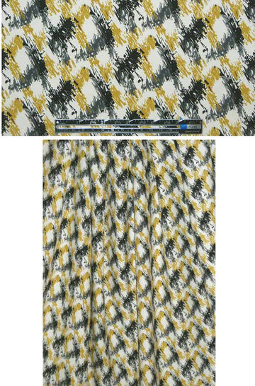 NY designer olive-gold hatchy graphic silk twill 1.45 yd