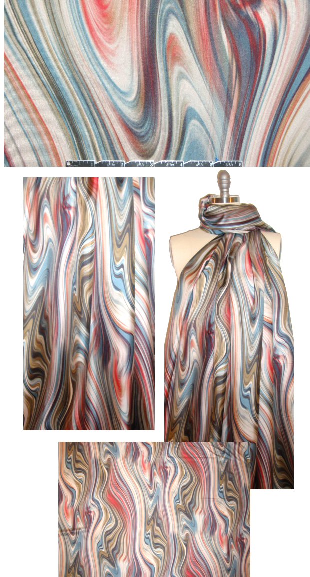 Italian swirl of colors silk twill