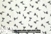 NY designer white with black flowers silk/viscose twill