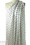 NY designer white with black flowers silk/viscose twill