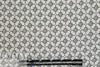 NY designer white with black star graphic silk/viscose twill