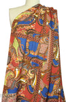 Etr0 paisley design satin back crepe silk/viscose woven