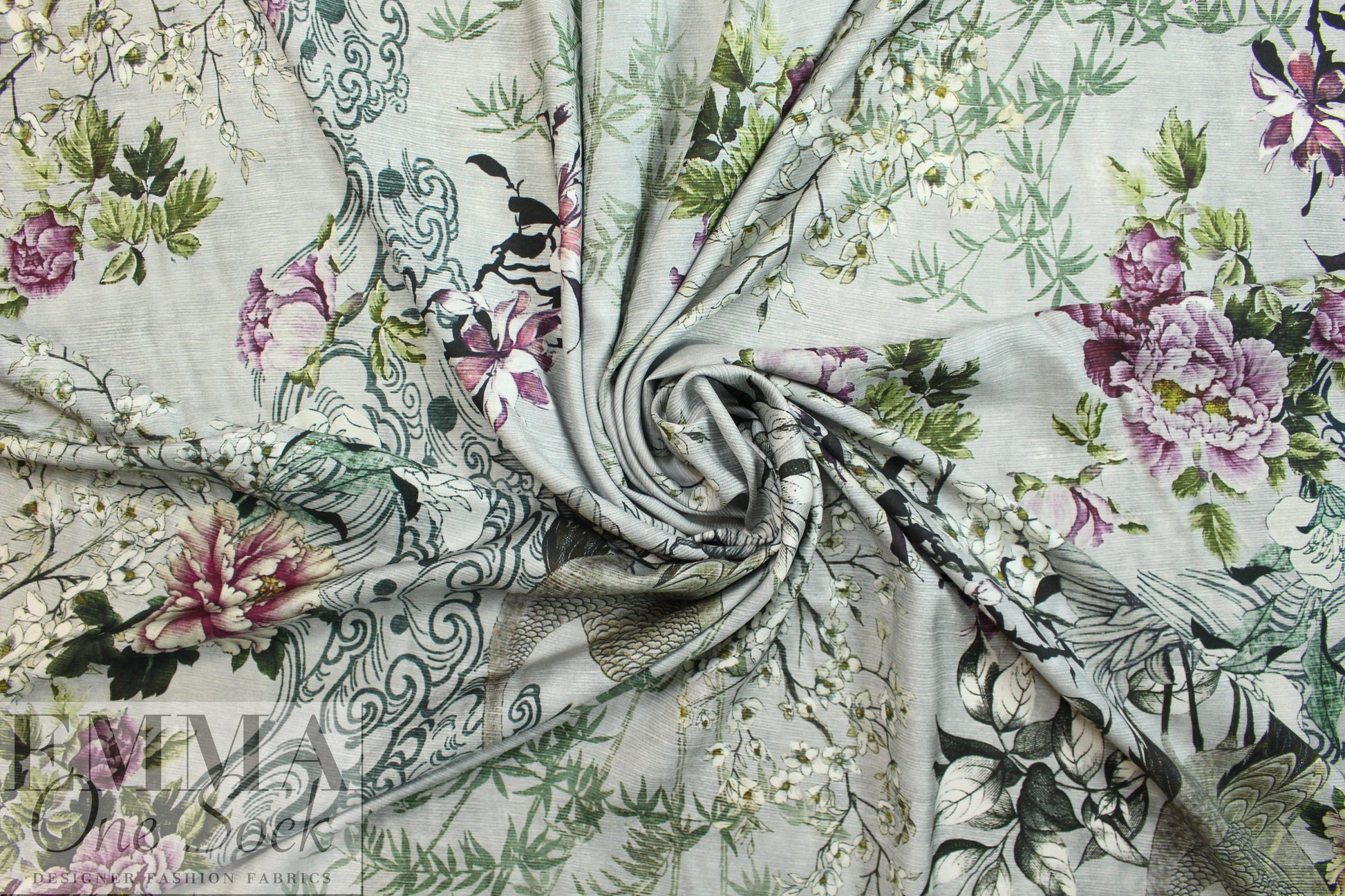 Italian viscose/silk - love birds